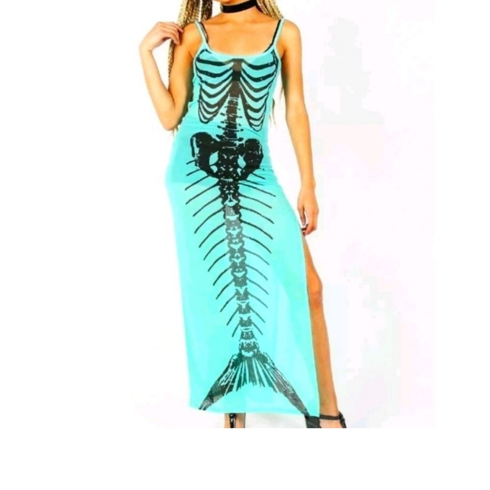 Iron Fist Bone Deep Mesh Maxi Dress Aqua